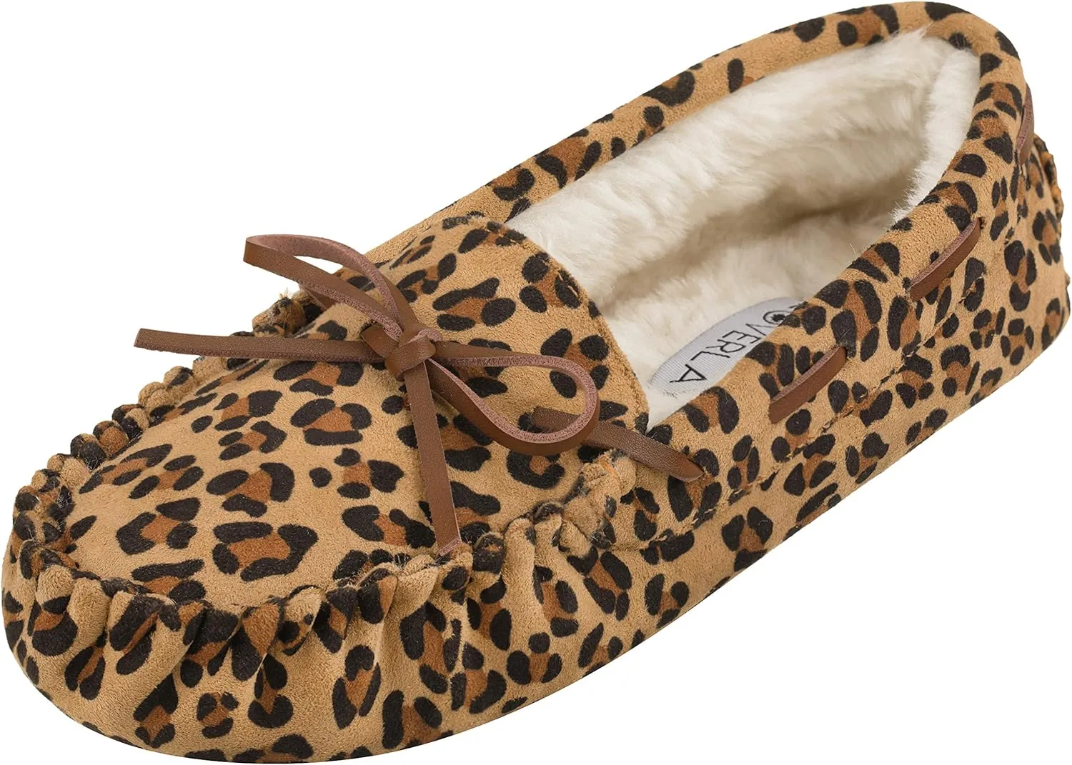 CLOVERLAY Women's Moccasin Faux Fur Suede Moccasins Comfy Soft Indoor Outdoor Slippers Flat Loafer Moccasin