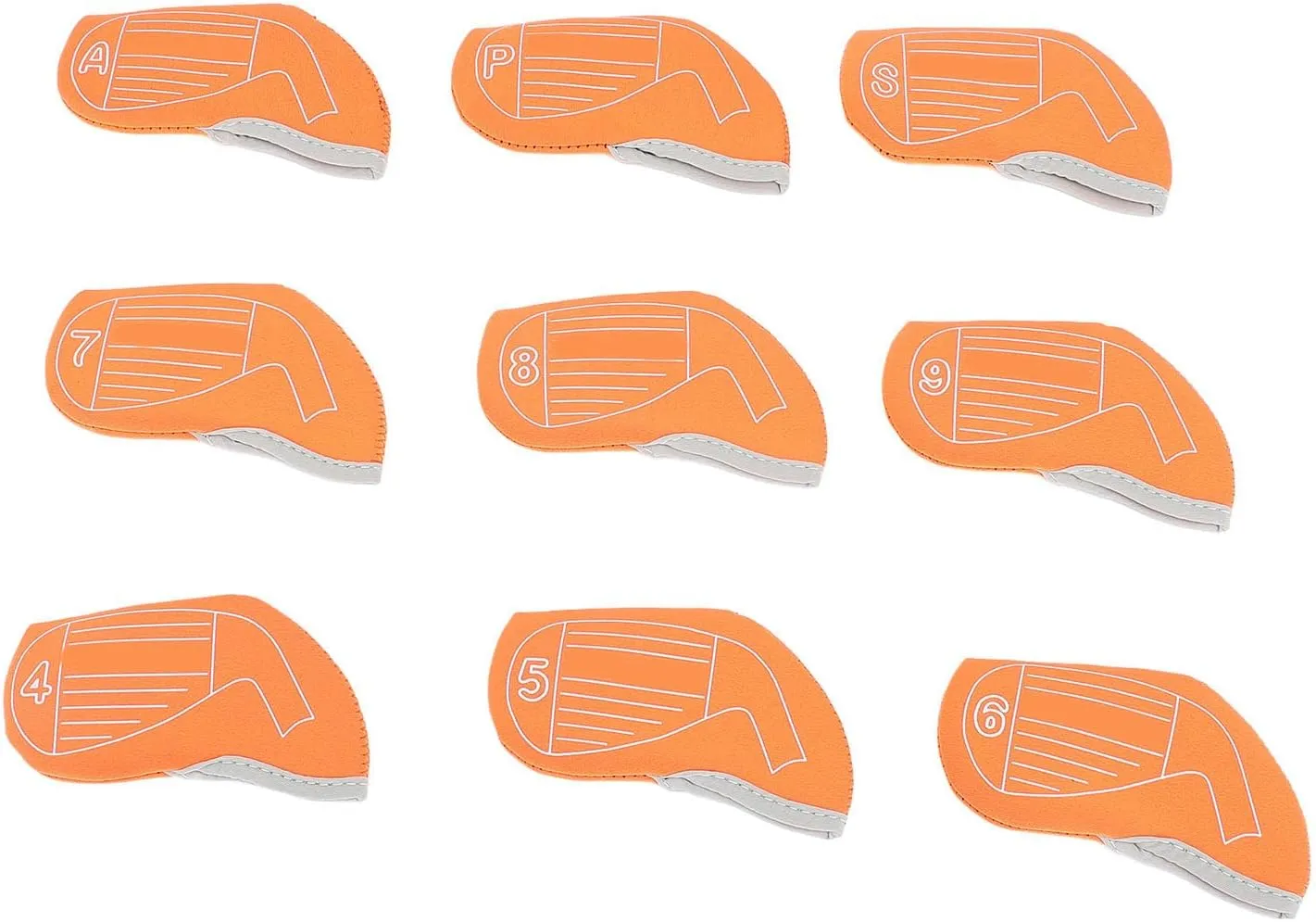 Club Head Cover with Number Shock Absorbing Dust Proof Anti Slip Stylish Club Protective Headcovers Orange 9PCS Set for Golf Clubs