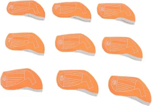Club Head Cover with Number Shock Absorbing Dust Proof Anti Slip Stylish Club Protective Headcovers Orange 9PCS Set for Golf Clubs