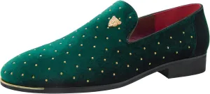 CMM Men's Pointed Toe Rivet Dress Shoes Glitter Modern Metallic Slip On Loafers Plus Size