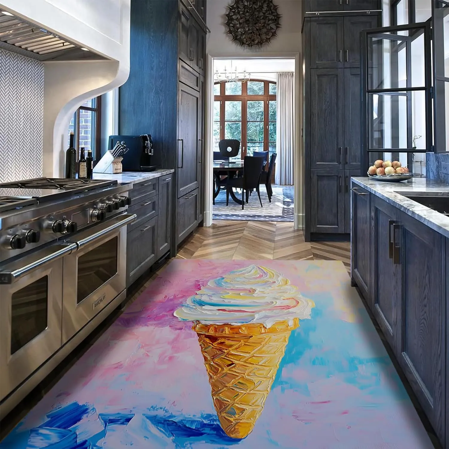 Cold Drinks Desserts Area Rugs 6x10 Strawberry Chocolate Swirl Summer Fun Vibes Cone Carpets Easy to Clean for Hallway Nursery