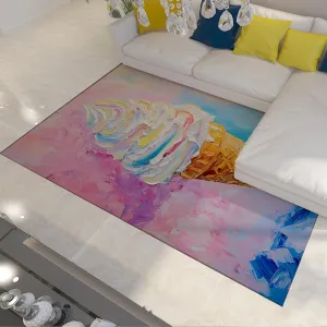 Cold Drinks Desserts Area Rugs 6x10 Strawberry Chocolate Swirl Summer Fun Vibes Cone Carpets Easy to Clean for Hallway Nursery