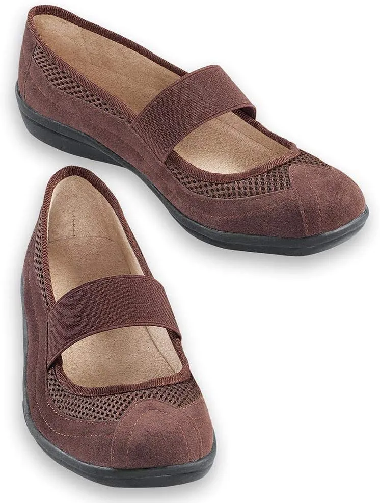 Collections Etc Slip-On Microsuede Mary Jane Shoes
