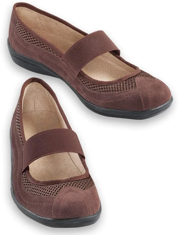Collections Etc Slip-On Microsuede Mary Jane Shoes
