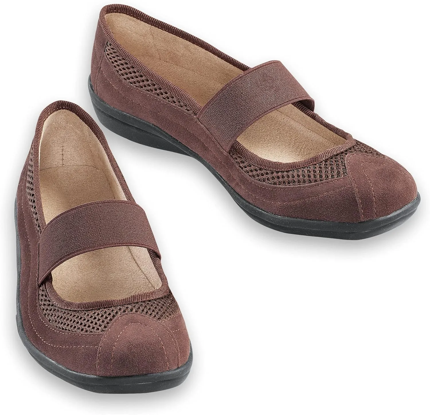 Collections Etc Slip-On Microsuede Mary Jane Shoes