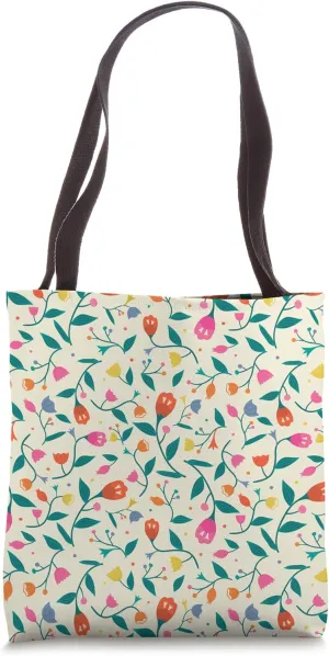 Colorful blooming minimal Flower and leaves abstract shape Tote Bag