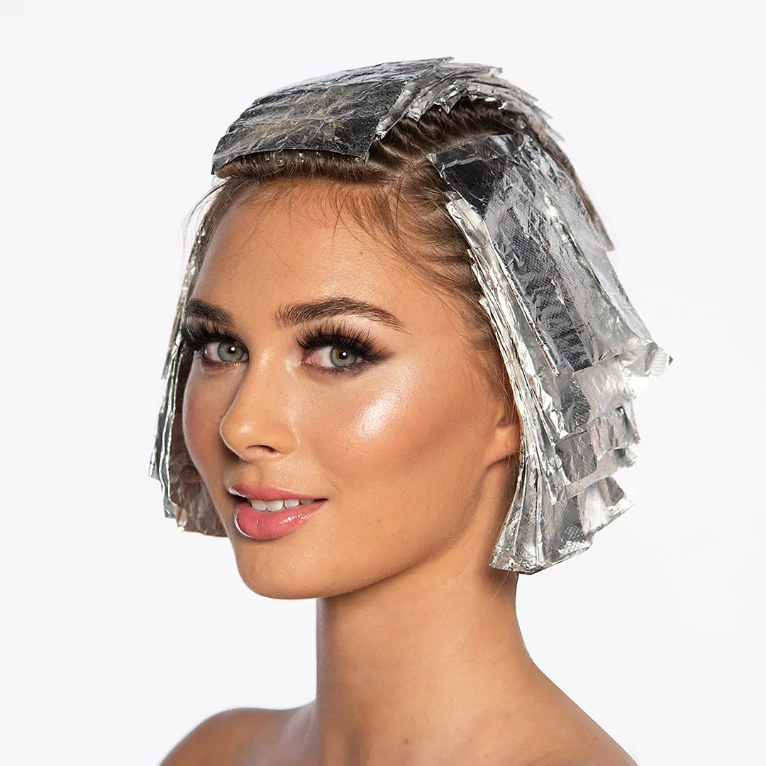 Colortrak Embossed Sheets Silver Aluminum Foil Pop-up Dispenser, 500 Pre-cut Sheets Non-slip Textured Silver 5 x 11 Sheets for Hair Foil Coloring and Highlighting Sheet Applications