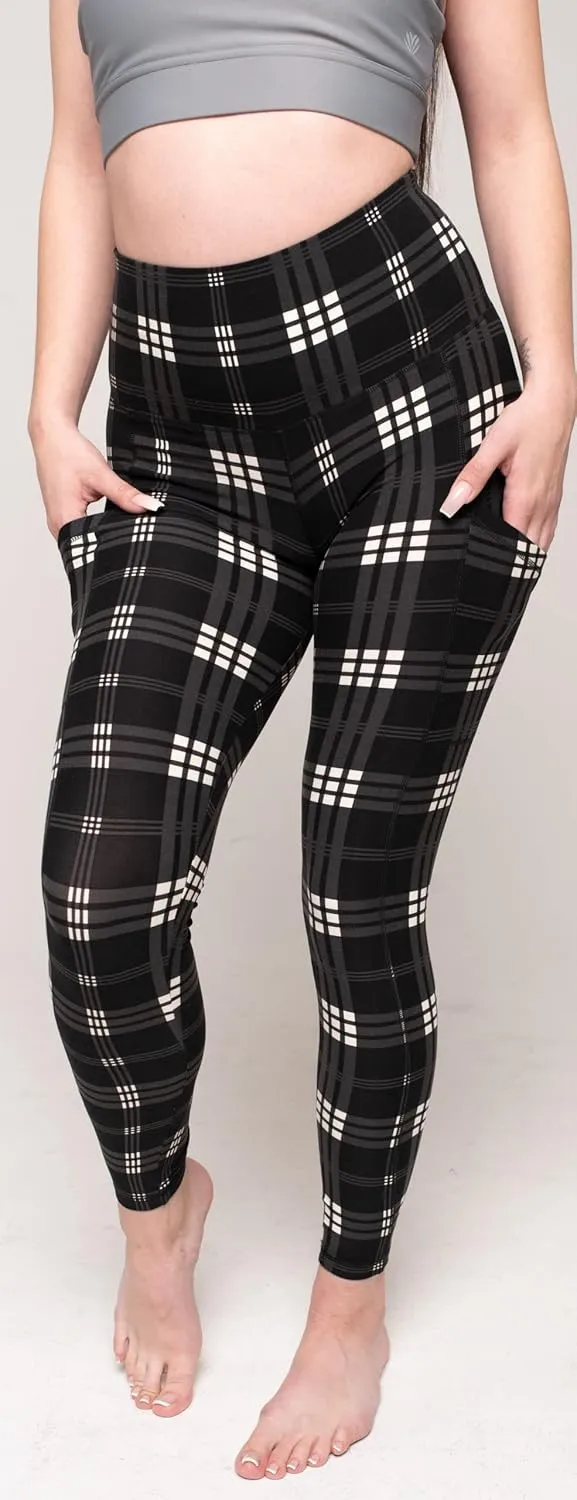 COMFY FOREVER Pocket Leggings for Women W/5' High Waist Tummy Control Ankle Length Pants