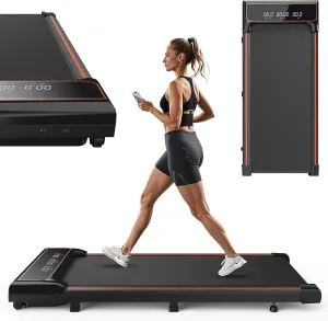 Compact Armless Treadmill, Space Saving Design for Home & Office, Quiet Under Desk Walking Pad, 265 Lbs Capacity 3 in 1 Portable Walking Treadmill