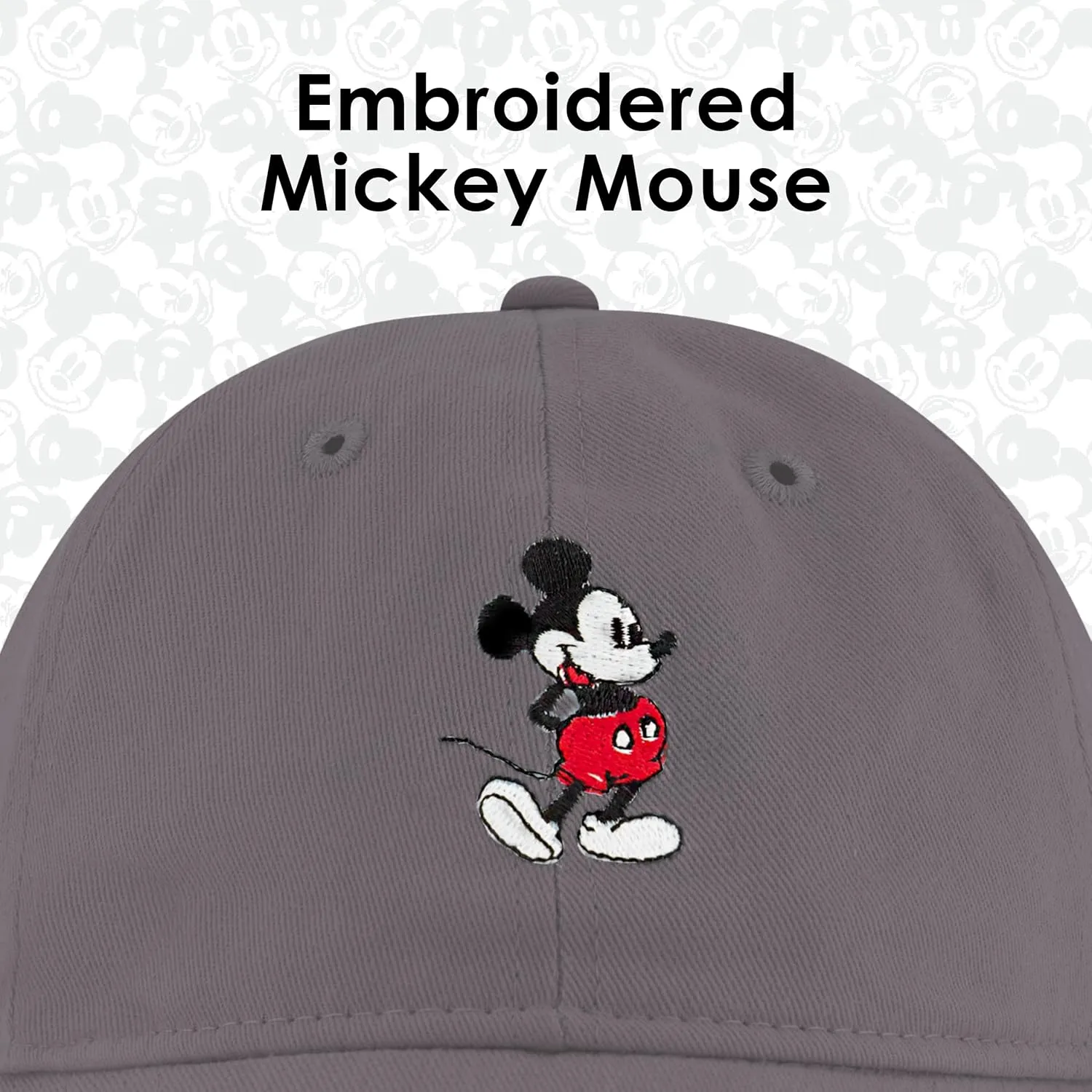 Concept One Disney Mickey Mouse Embroidered Cotton Adjustable Dad Hat with Curved Brim
