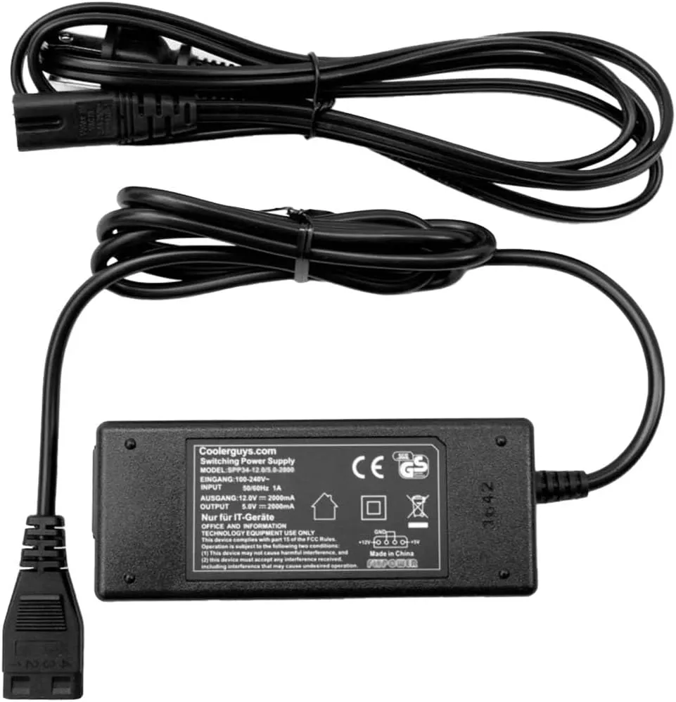 Coolerguys 100-240v AC to 12 & 5v DC 4pin Molex 2A Power Adapter (2A, Without On/Off Switch)