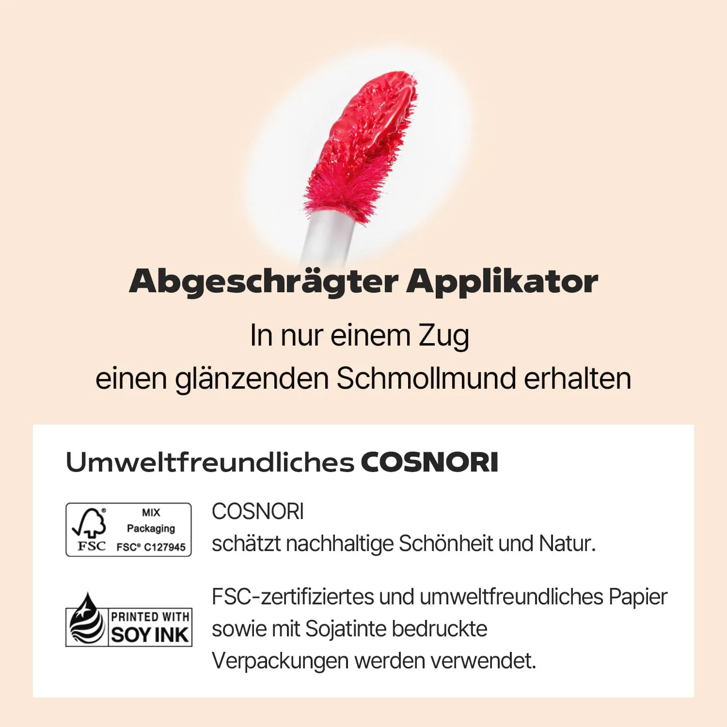 COSNORI Flow Wave Lip Tint - Vegan Glassy Lip Gloss, Lightweight & Long-lasting, Plant-derived Oil Moisturizer, K-Beauty (09 POPPLE)