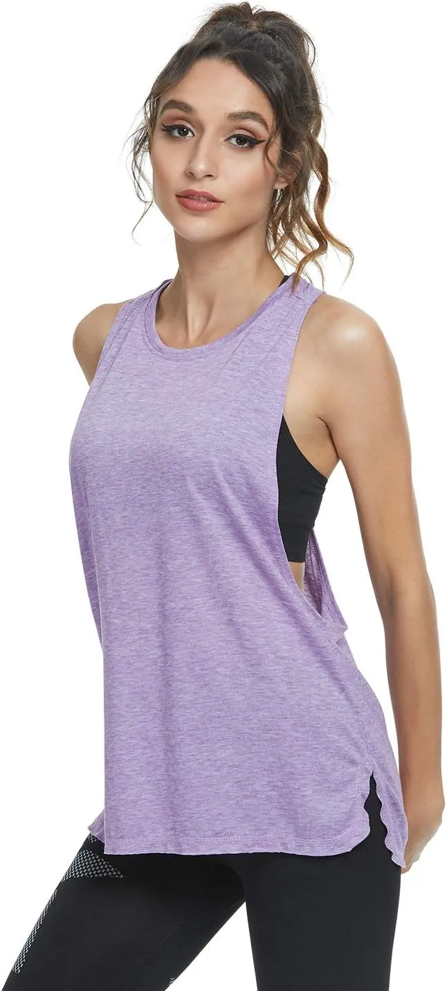 Cosy Pyro Workout Tank Tops for Women Lightweight Running Tanks Basic Gym Tops Sleeveless Athletic Yoga Shirts-4 Pack