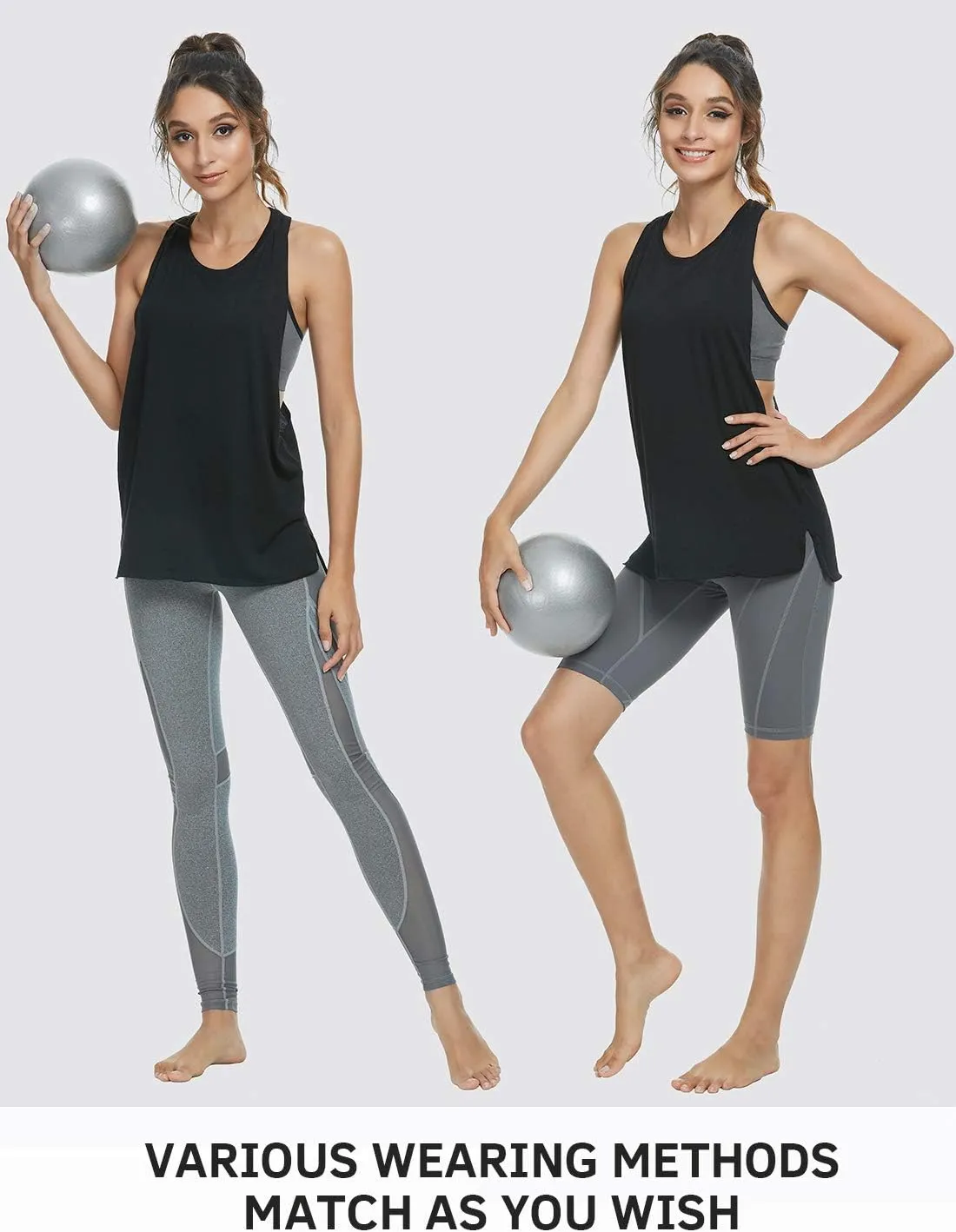 Cosy Pyro Workout Tank Tops for Women Lightweight Running Tanks Basic Gym Tops Sleeveless Athletic Yoga Shirts-4 Pack