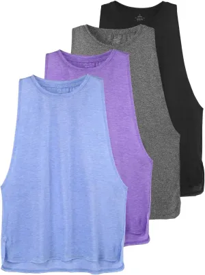 Cosy Pyro Workout Tank Tops for Women Lightweight Running Tanks Basic Gym Tops Sleeveless Athletic Yoga Shirts-4 Pack
