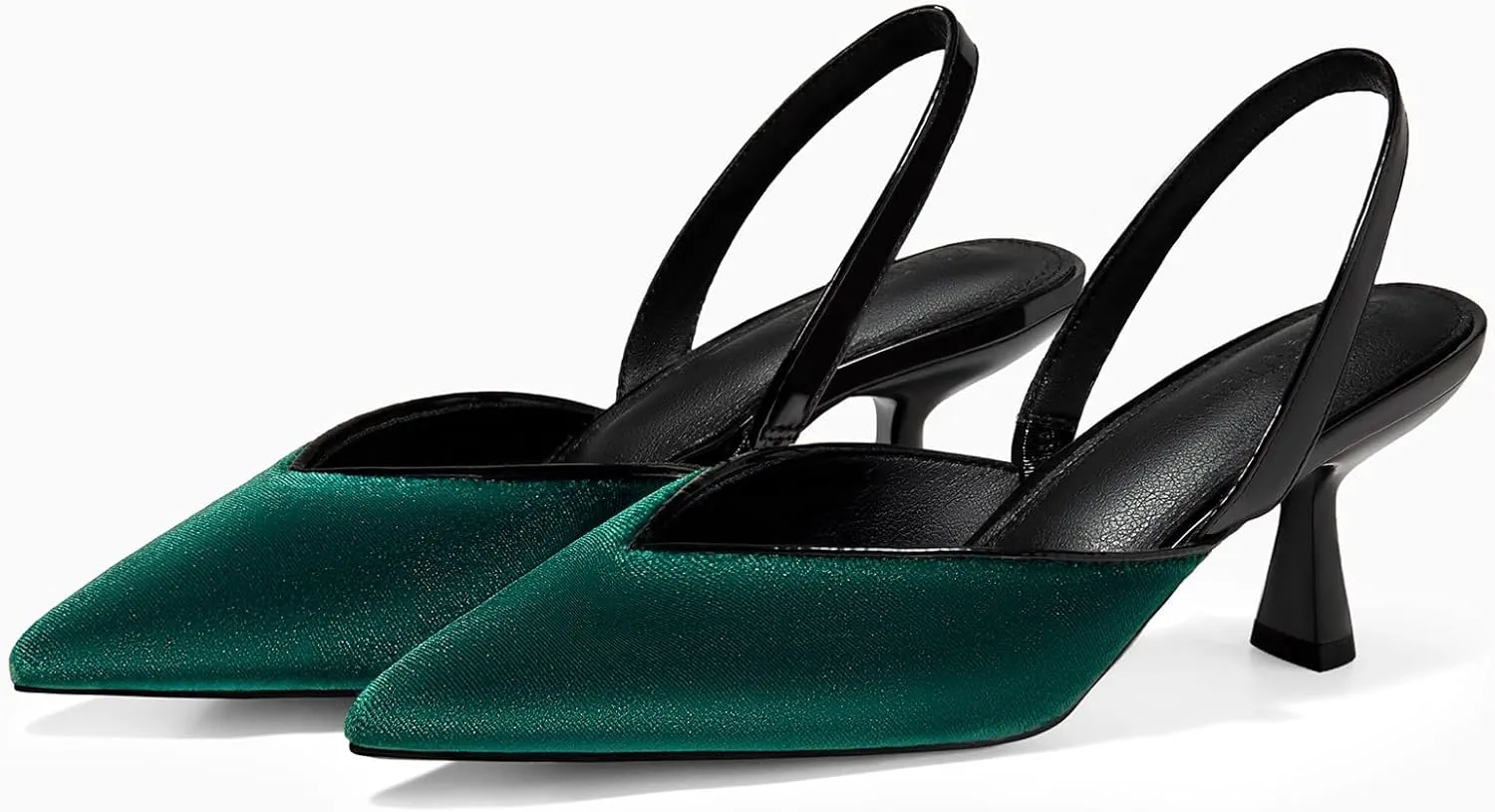 Coutgo Womens Slingback Kitten Heels Closed Pointed Toe Slip on Party Work Pumps Dress Shoes