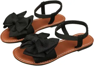 COZYEASE Women's Bow Knot Open Toe Flats Comfy Flat Sandals Summer Slip Ons
