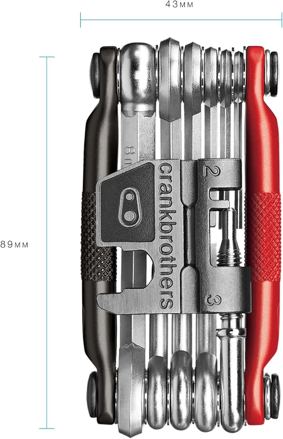 Crankbrothers Multi Tool M 17 Bike Tool - MTB Multi-Tool Black & Red - 17 bicycle tools (17 in 1 tool), ergonomic and lightweight