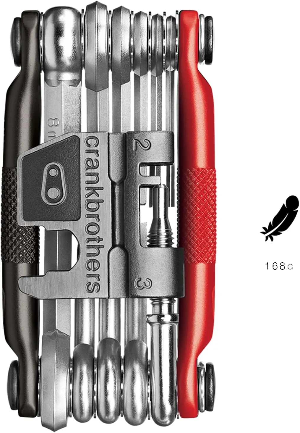 Crankbrothers Multi Tool M 17 Bike Tool - MTB Multi-Tool Black & Red - 17 bicycle tools (17 in 1 tool), ergonomic and lightweight