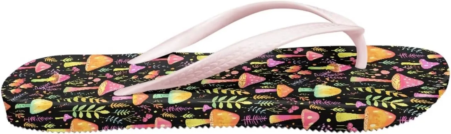 Creative Plant Print Flip Flops for Women Fit Comfort Flat Shower Sandals Lightweight Casual Ladies Slippers Beach Vacation Essentials