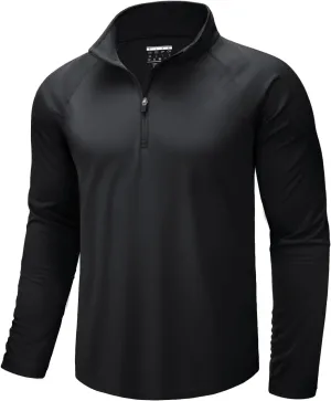 CRYSULLY Men's Long Sleeve 1/4 Zip Shirts Sun Protection Pullover UPF 50  Rash Guard Running Lightweight T Shirt