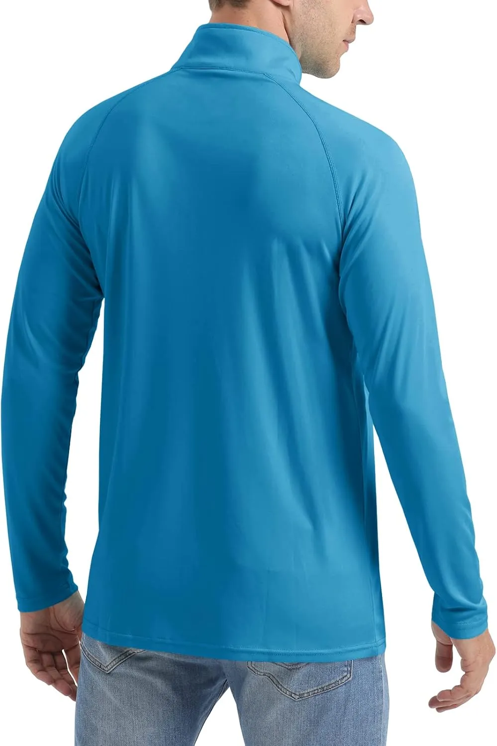 CRYSULLY Men's Long Sleeve 1/4 Zip Shirts Sun Protection Pullover UPF 50  Rash Guard Running Lightweight T Shirt