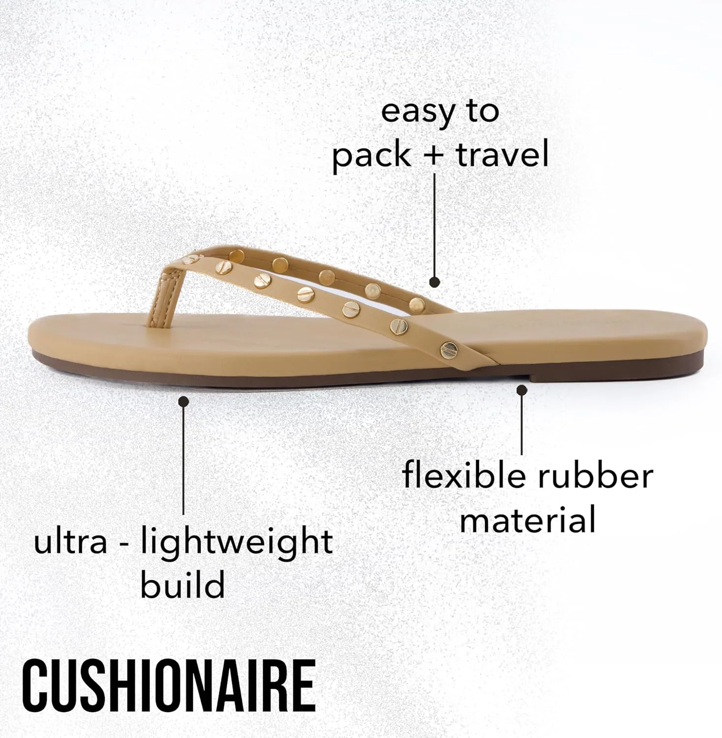 CUSHIONAIRE Confetti Women’s Studded Flip Flop Sandal – Slip-On Thong with Memory Foam & Stylish Rivet Strap