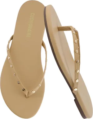 CUSHIONAIRE Confetti Women’s Studded Flip Flop Sandal – Slip-On Thong with Memory Foam & Stylish Rivet Strap