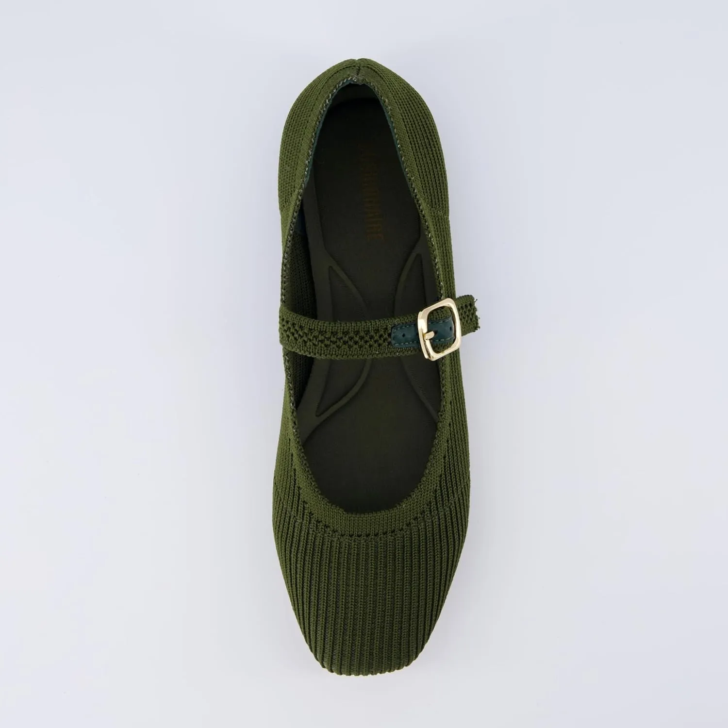 CUSHIONAIRE Women's Petal Mary Jane Knit Flat – Stretchy Textured Fabric, Adjustable Strap, Memory Foam, Available in Wide Widths, Comfortable & Lightweight