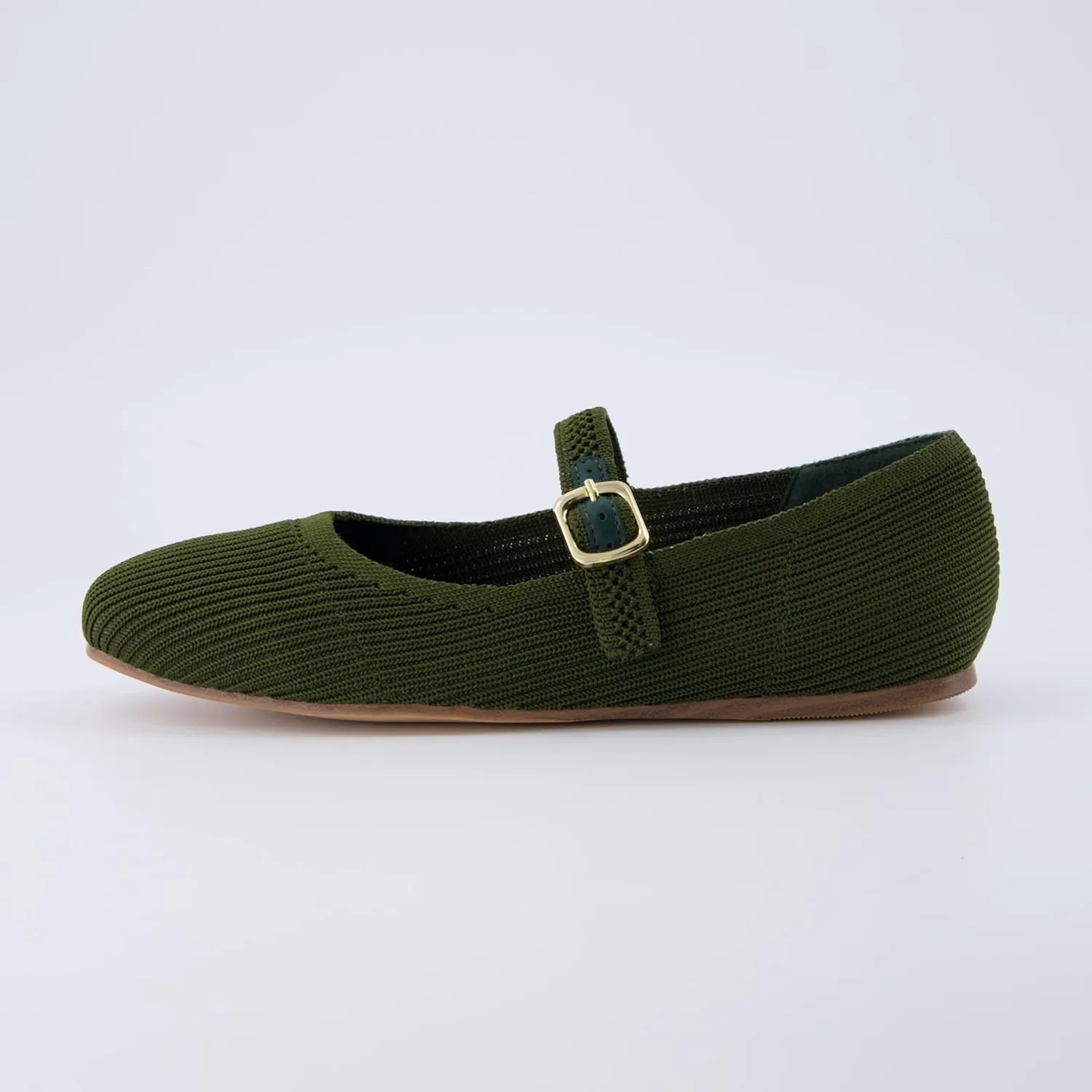 CUSHIONAIRE Women's Petal Mary Jane Knit Flat – Stretchy Textured Fabric, Adjustable Strap, Memory Foam, Available in Wide Widths, Comfortable & Lightweight