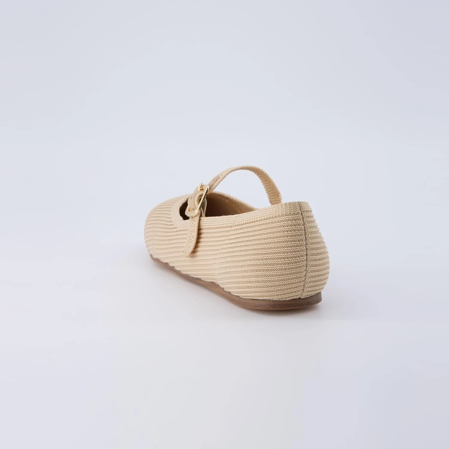 CUSHIONAIRE Women's Petal Mary Jane Knit Flat – Stretchy Textured Fabric, Adjustable Strap, Memory Foam, Available in Wide Widths, Comfortable & Lightweight