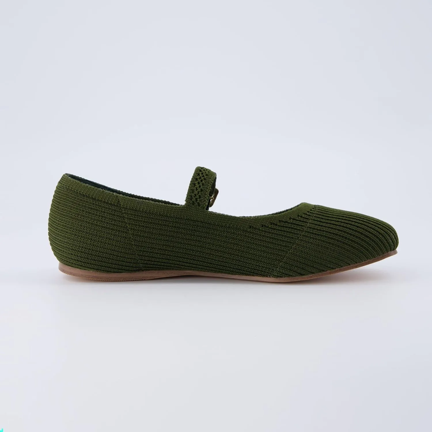 CUSHIONAIRE Women's Petal Mary Jane Knit Flat – Stretchy Textured Fabric, Adjustable Strap, Memory Foam, Available in Wide Widths, Comfortable & Lightweight