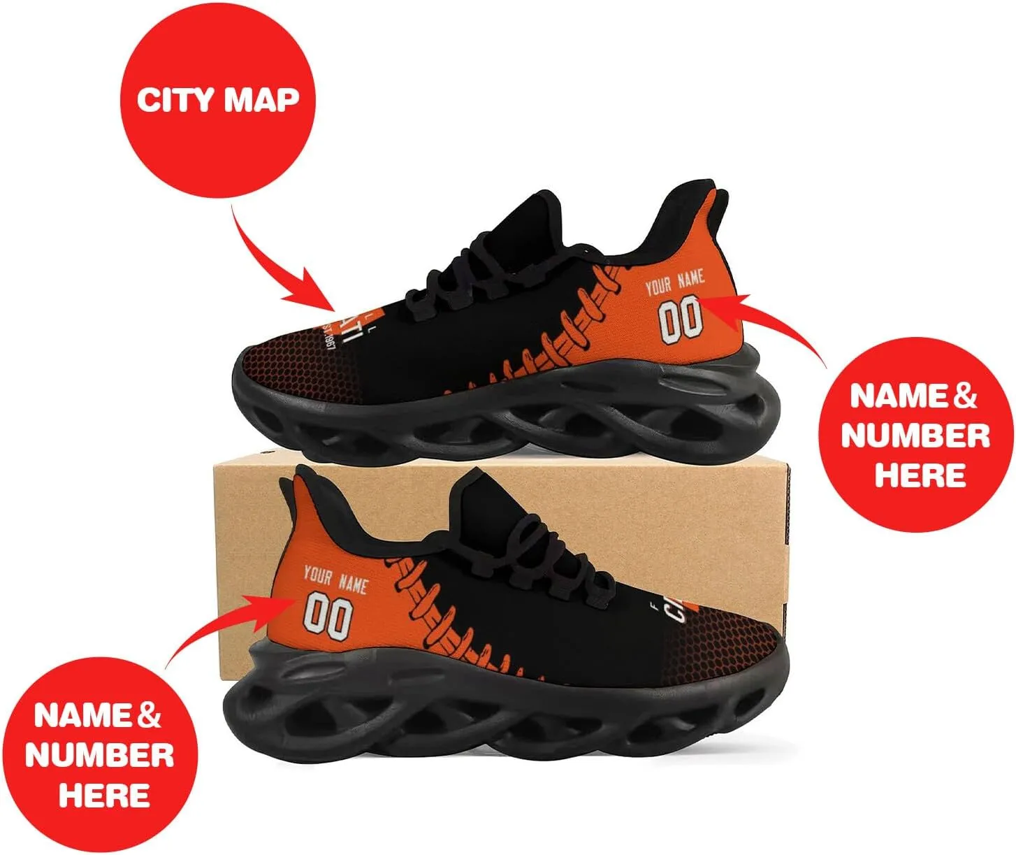 Custom Men's Sneakers Football Personalized Breathable Fan Gift Name & Number Athletic Gym Slip-on Shoes