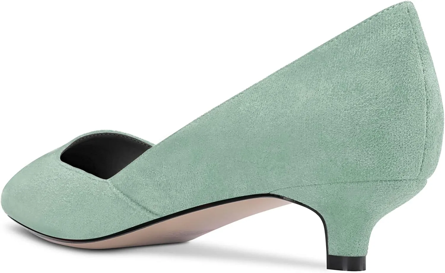 DearOnly Womens Pumps Pointed Toe d-Orsay Low Kitten Heel Slip On Suede Dress Shoes Office 1.5 Inch