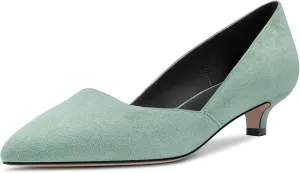 DearOnly Womens Pumps Pointed Toe d-Orsay Low Kitten Heel Slip On Suede Dress Shoes Office 1.5 Inch