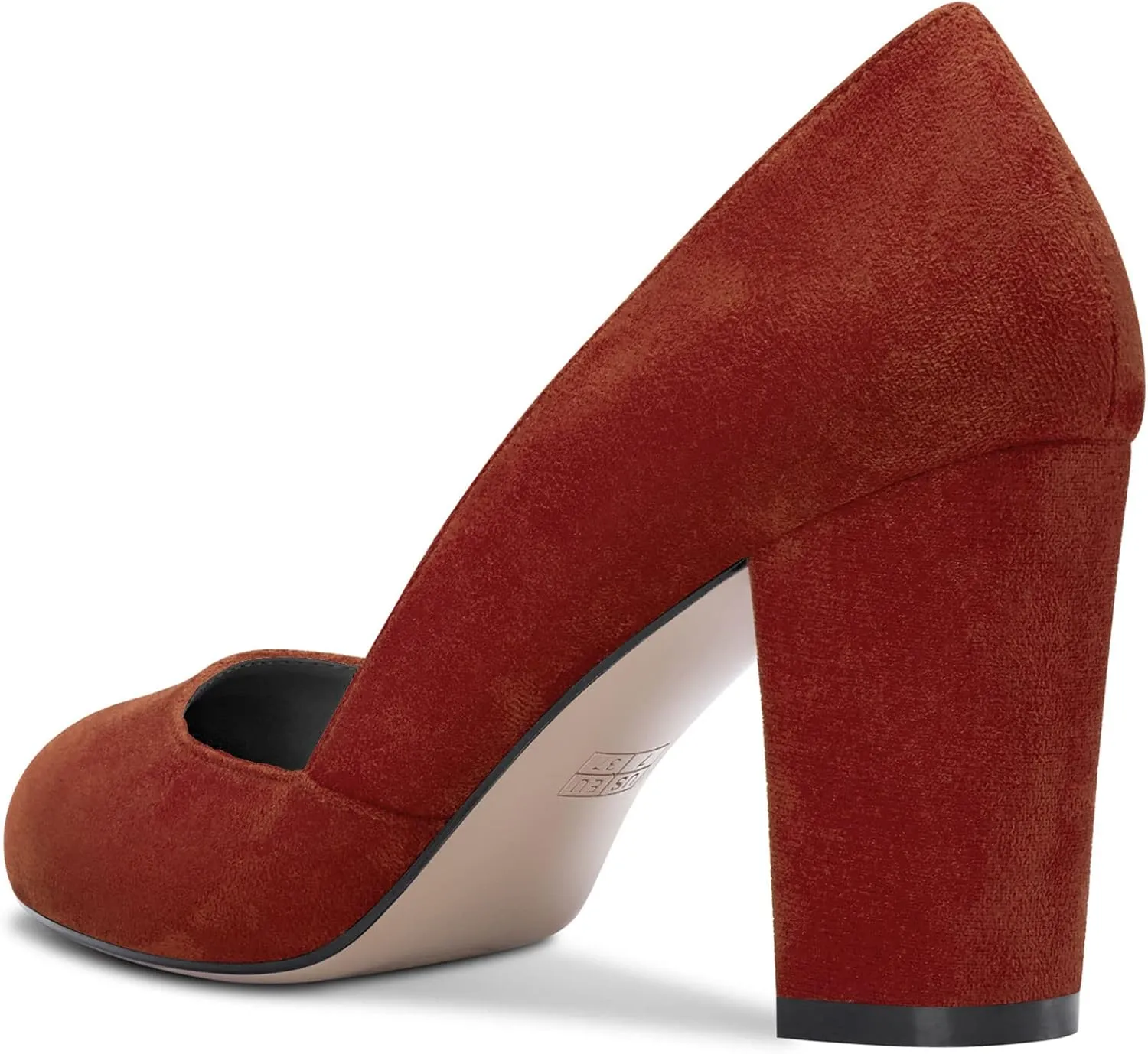 DearOnly Womens Pumps Round Closed Toe Block Chunky High Heel Slip On Suede Dress Shoes Shopping Office Cute 3 Inch