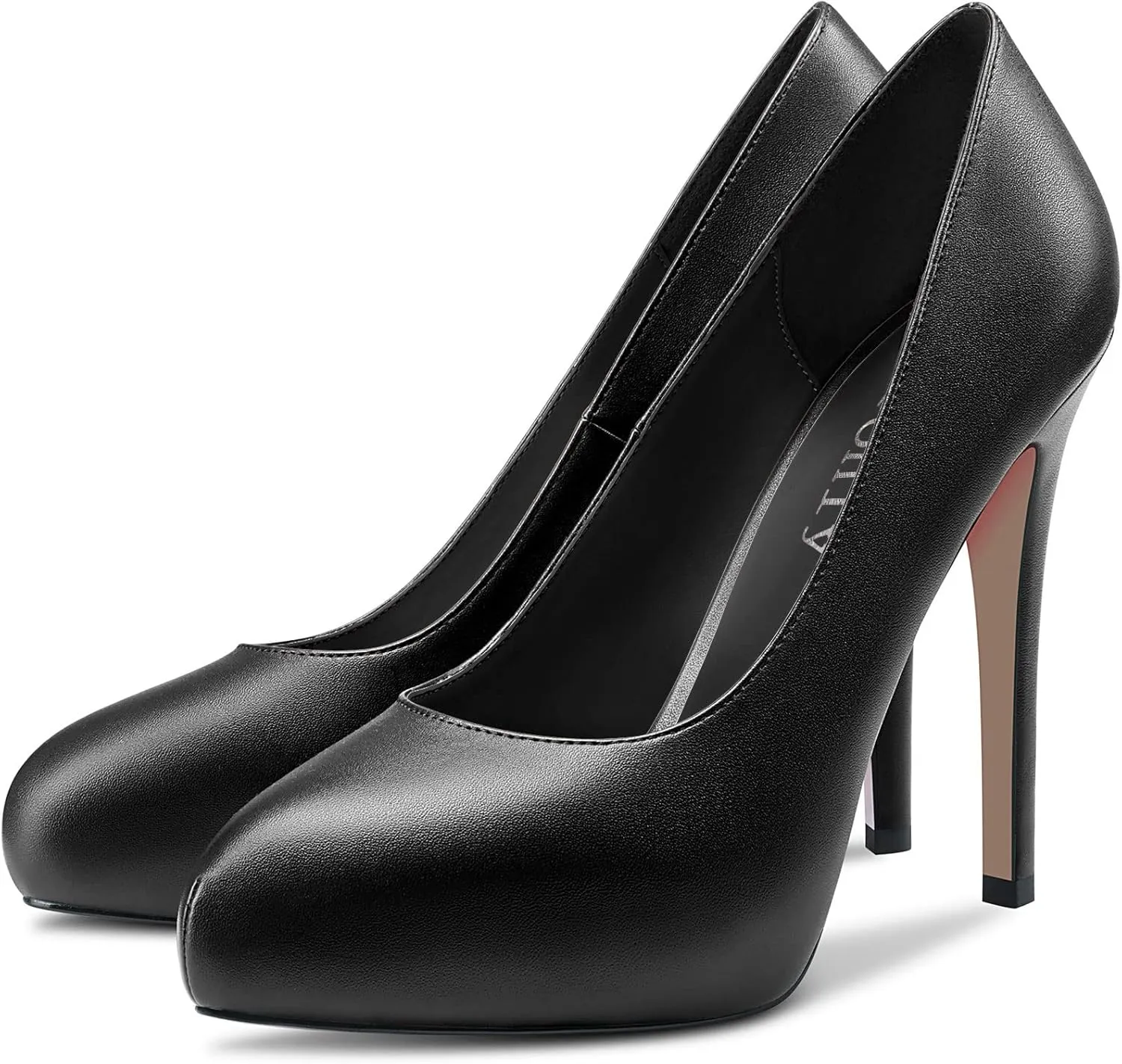 DearOnly Womens Slip On Platform Pumps High Stiletto Heel Closed Round Toe Matte Dress Shoes Bridal Wedding Shopping Vacation 5 Inch