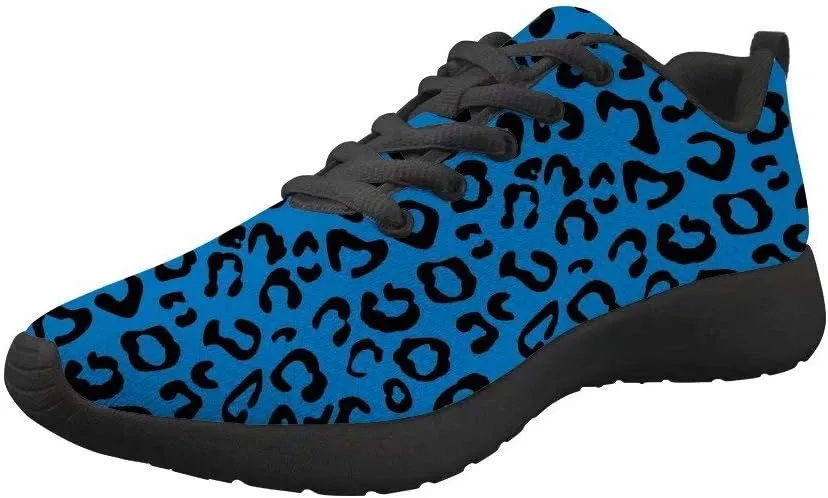 Dellukee Women's Casual Walking Shoes Fashion Colorful Leopard Printed Durable Breathable Lace Up Sport Running Sneaker