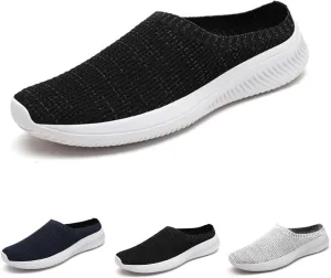 DESESE Men's Mesh Knit Flat Mules Comfy Clog Slippers Closed Toe Breathable Slip on Loafers Non-Slip Casual Open Back Walking Sneaker Slippers