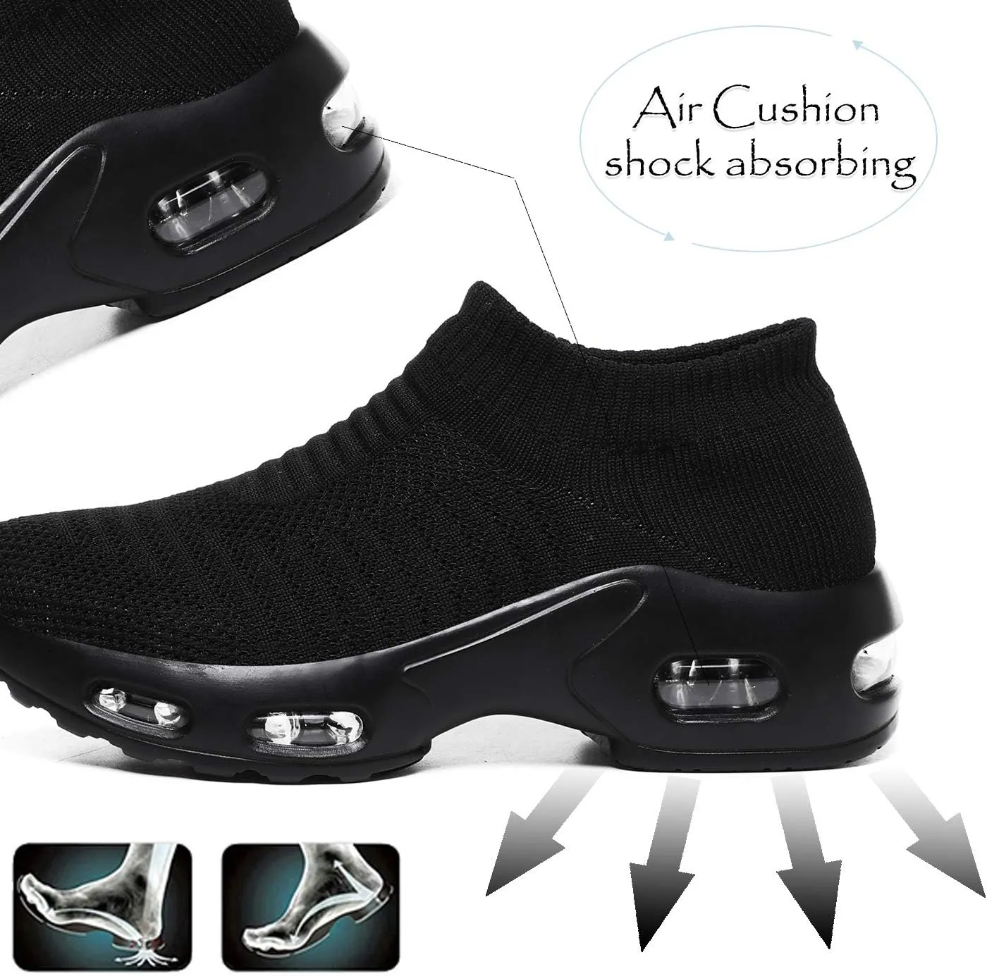 DimaiGlobal Women's Walking Shoes Sock Sneakers Slip On Comfort Mesh Fashion Cushion Lady Girls Modern Jazz Dance Easy Shoes Wedge Platform Loafers