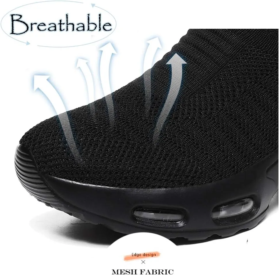 DimaiGlobal Women's Walking Shoes Sock Sneakers Slip On Comfort Mesh Fashion Cushion Lady Girls Modern Jazz Dance Easy Shoes Wedge Platform Loafers