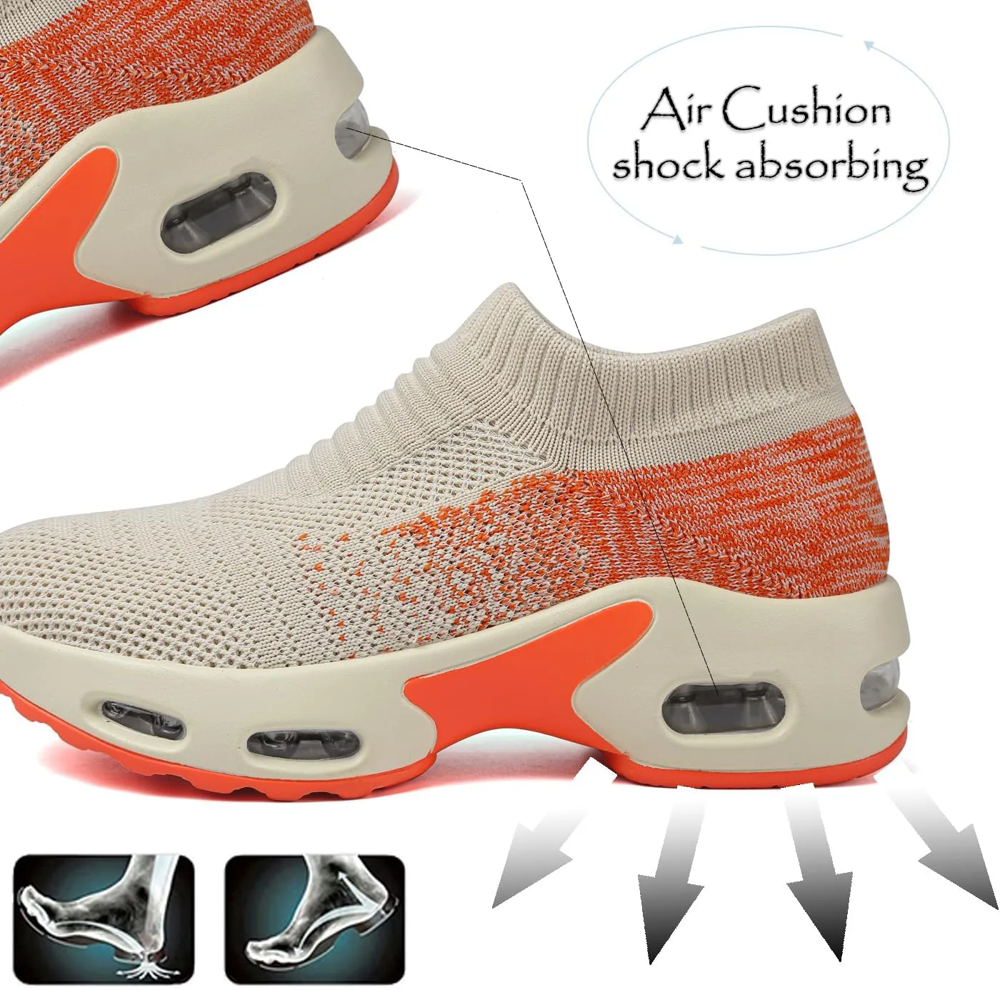 DimaiGlobal Women's Walking Shoes Sock Sneakers Slip On Comfort Mesh Fashion Cushion Lady Girls Modern Jazz Dance Easy Shoes Wedge Platform Loafers