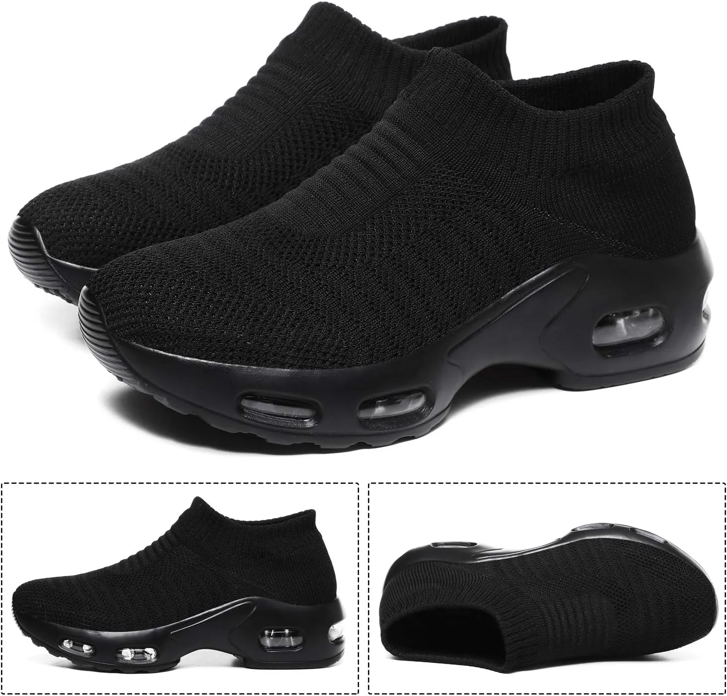 DimaiGlobal Women's Walking Shoes Sock Sneakers Slip On Comfort Mesh Fashion Cushion Lady Girls Modern Jazz Dance Easy Shoes Wedge Platform Loafers