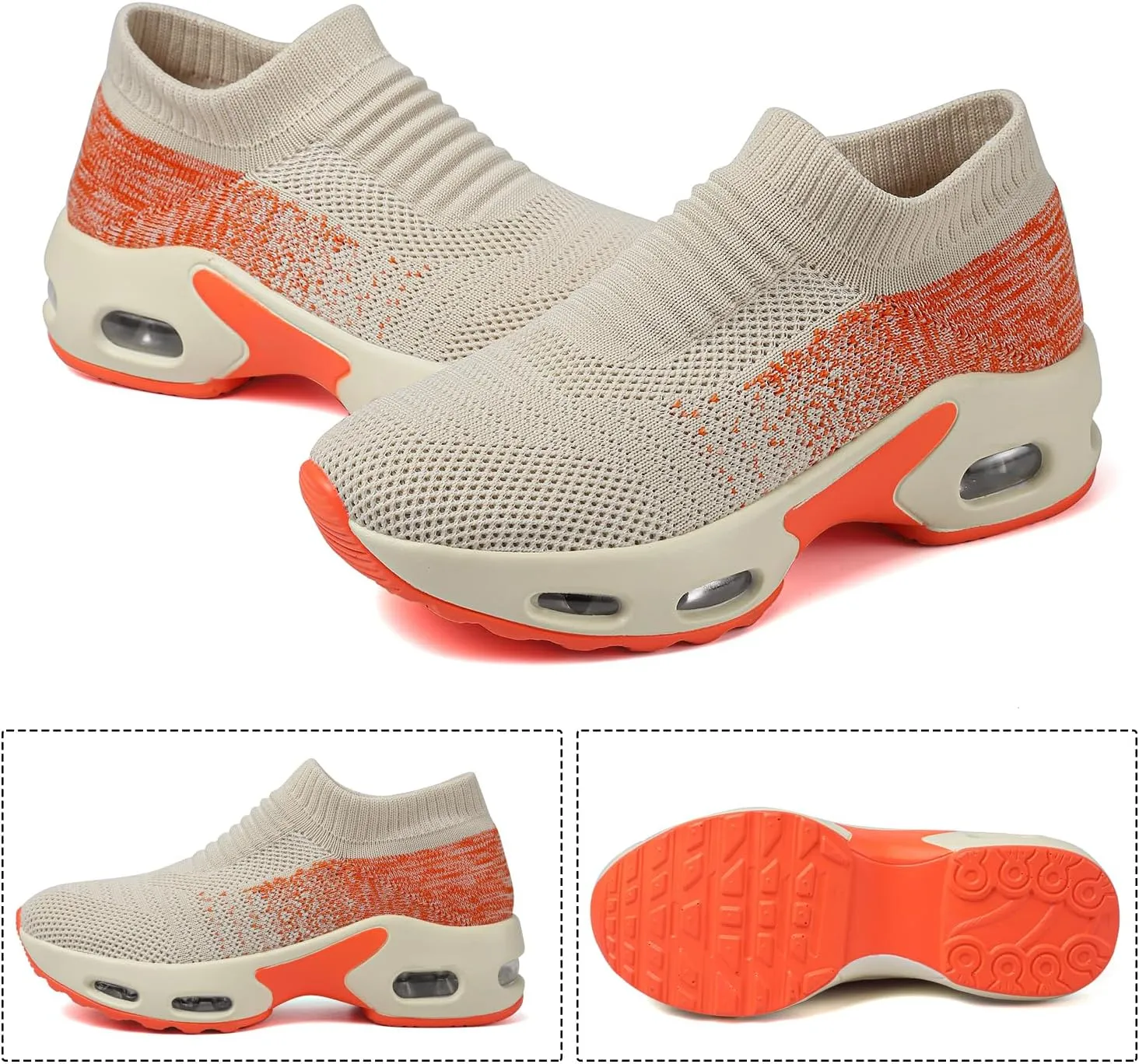 DimaiGlobal Women's Walking Shoes Sock Sneakers Slip On Comfort Mesh Fashion Cushion Lady Girls Modern Jazz Dance Easy Shoes Wedge Platform Loafers