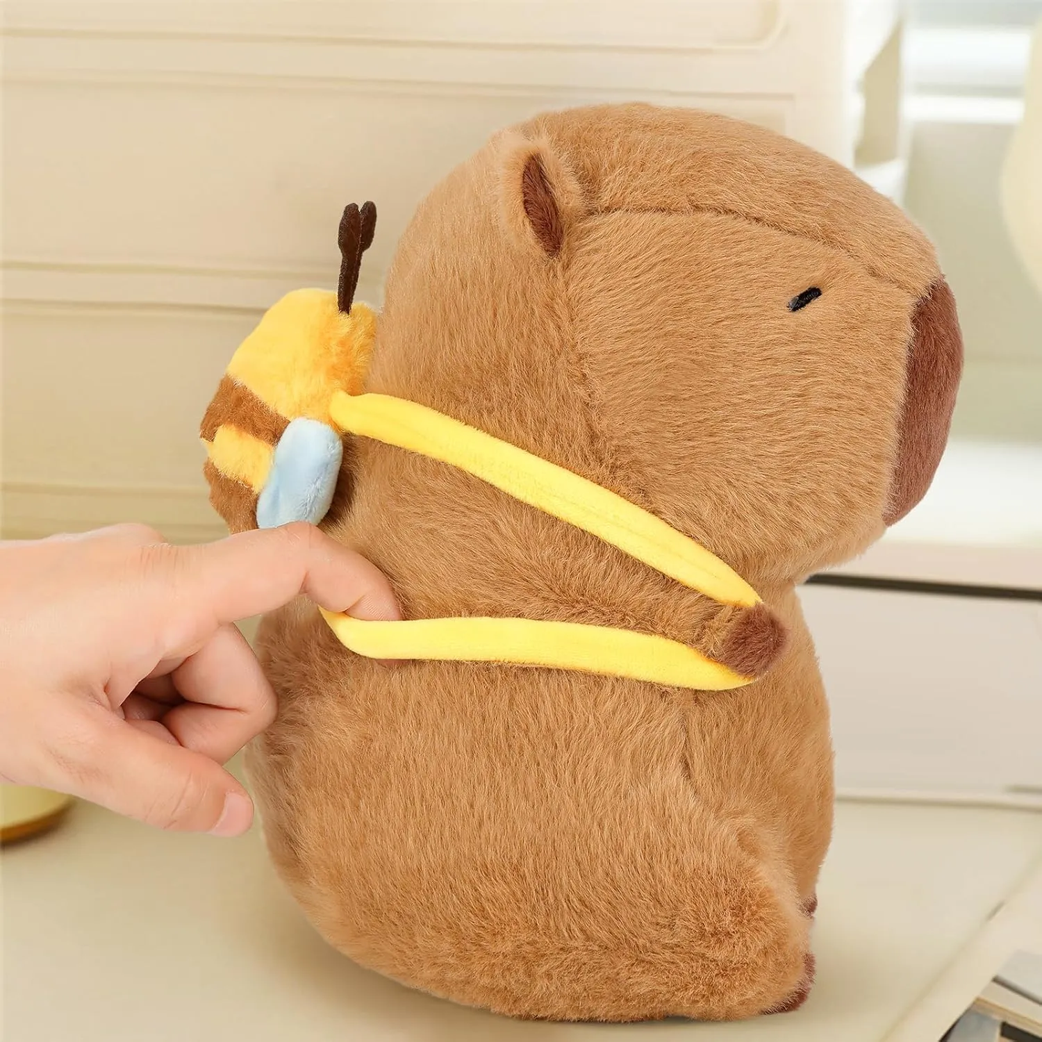 Ditucu Cute Capybara Plush with Bee Backpack Kawaii Capibara Stuffed Animal Toys Plushies Gifts for Kids Brown 13 inch