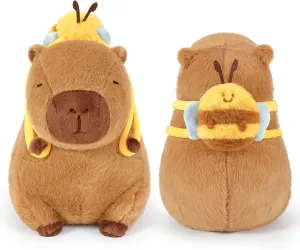 Ditucu Cute Capybara Plush with Bee Backpack Kawaii Capibara Stuffed Animal Toys Plushies Gifts for Kids Brown 13 inch
