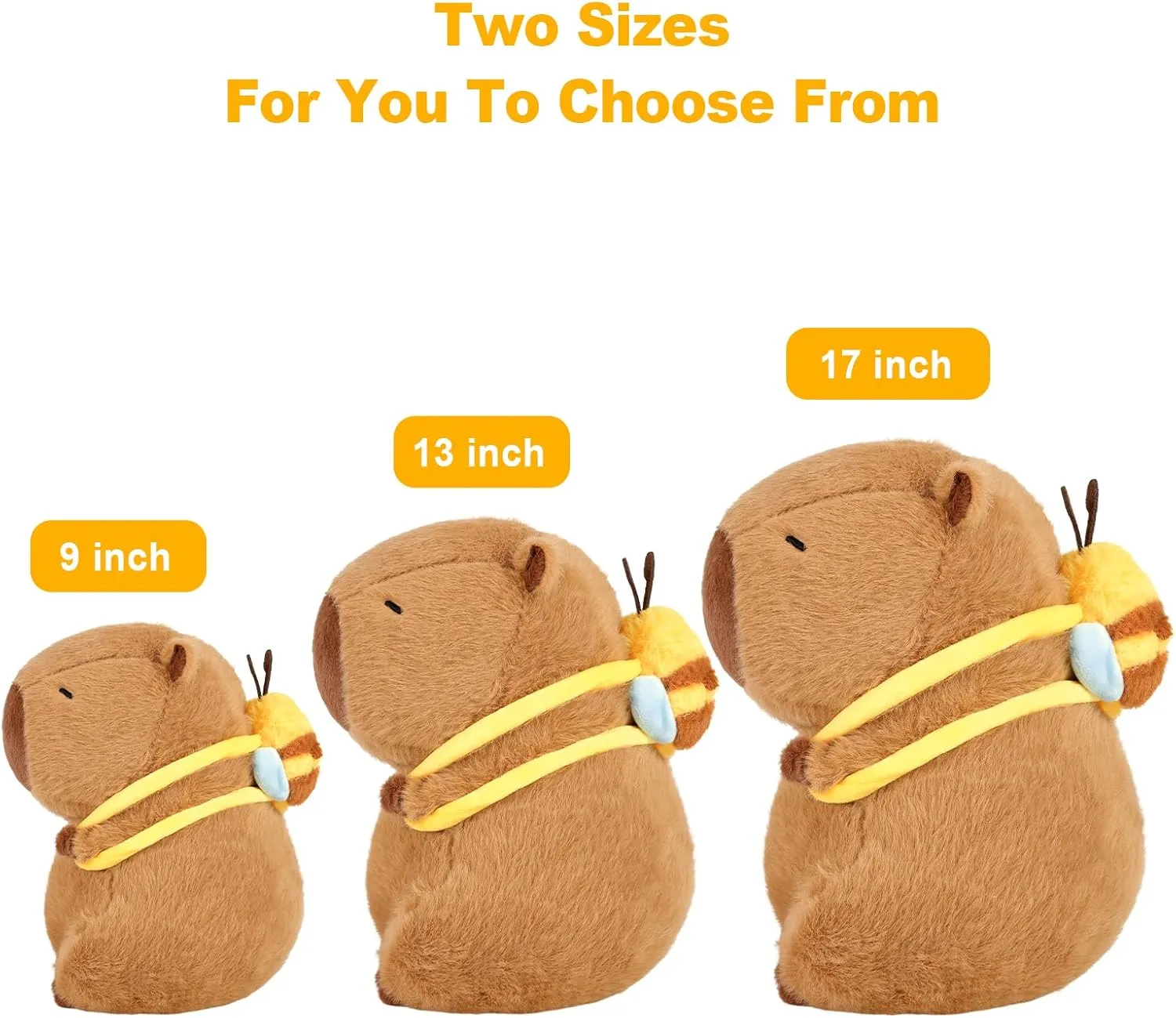 Ditucu Cute Capybara Plush with Bee Backpack Kawaii Capibara Stuffed Animal Toys Plushies Gifts for Kids Brown 13 inch