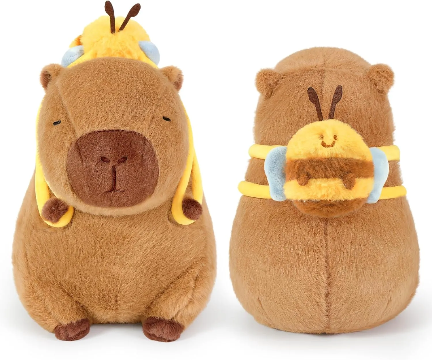 Ditucu Cute Capybara Plush with Bee Backpack Kawaii Capibara Stuffed Animal Toys Plushies Gifts for Kids Brown 13 inch