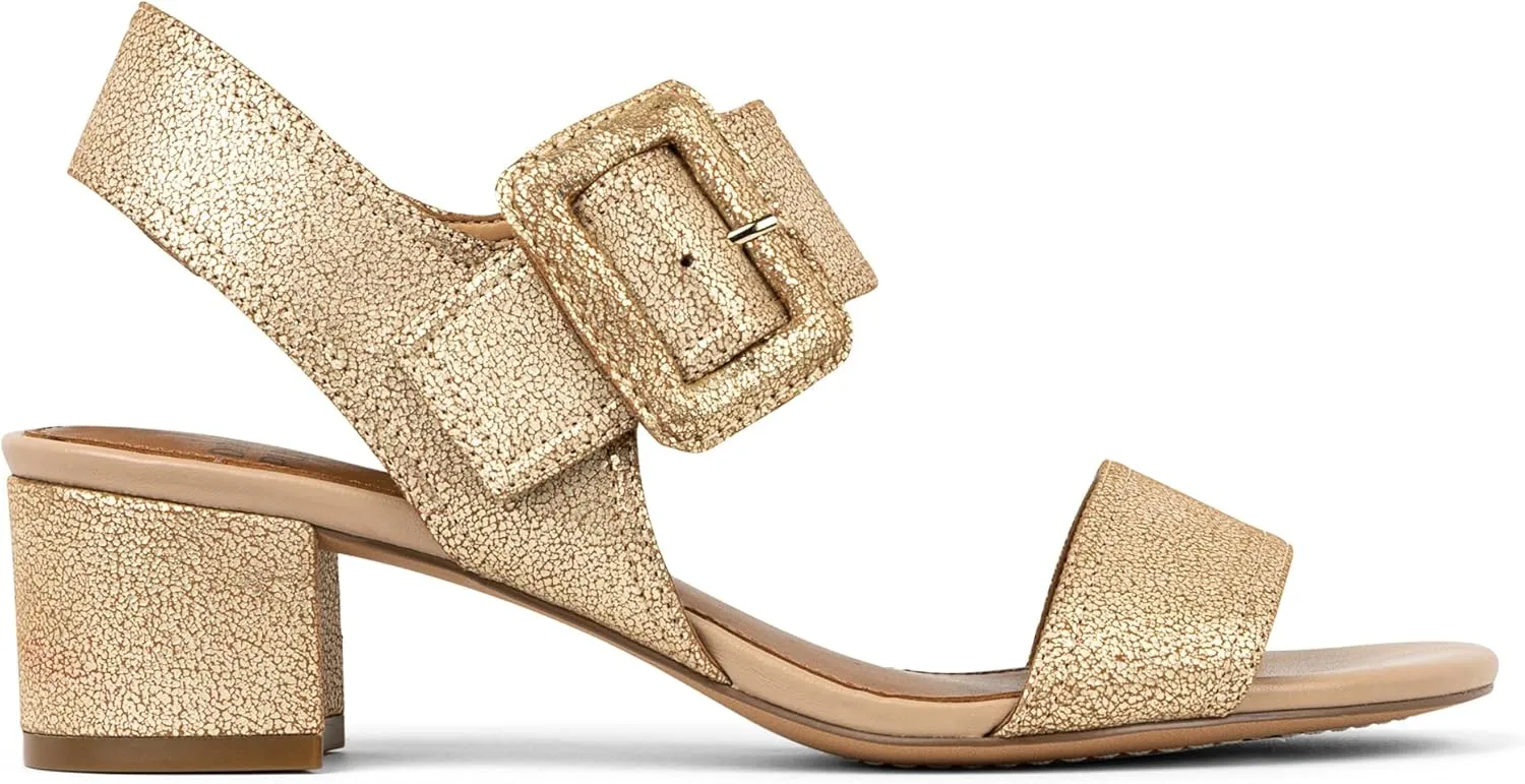 Donald J Pliner Women's Neve Soft Metallic Brush Off Heeled Sandal