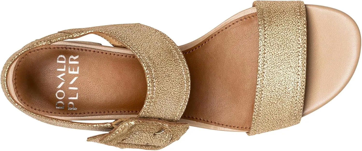 Donald J Pliner Women's Neve Soft Metallic Brush Off Heeled Sandal